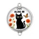 Connecteur Cabochon Argent - chat alors
