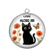Pendentif Cabochon Argent - chat alors