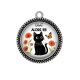 Pendentif Cabochon Argent - chat alors