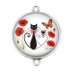 Connecteur Cabochon Argent - chat coquelicot