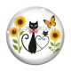 Cabochon Verre - chat tournesol
