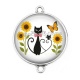 Connecteur Cabochon Argent - chat tournesol