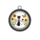 Pendentif Cabochon Argent - chat tournesol