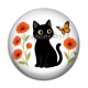Cabochon Résine - chat coquelicot