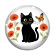 Cabochon Verre - chat coquelicot