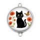 Connecteur Cabochon Argent - chat coquelicot