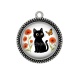 Pendentif Cabochon Argent - chat coquelicot