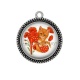 Pendentif Cabochon Argent - chat coquelicot