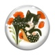 Cabochon Verre - chat coquelicot