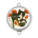 Connecteur Cabochon Argent - chat coquelicot