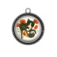 Pendentif Cabochon Argent - chat coquelicot