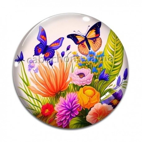 Cabochon Verre - fleur