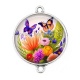 Connecteur Cabochon Argent - fleur