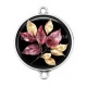 Connecteur Cabochon Argent - feuille
