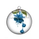 Pendentif Cabochon Argent - fleur exotique