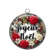 Pendentif Cabochon Argent - joyeux noël