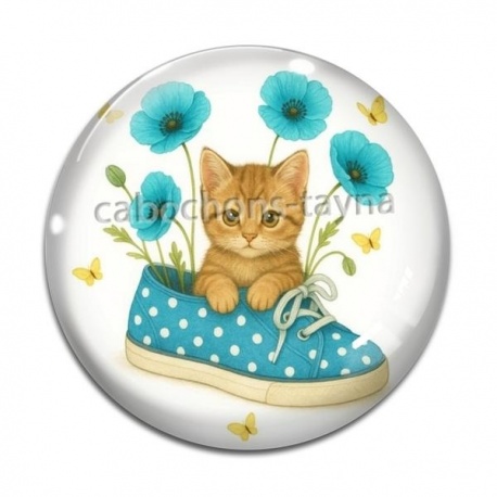 Cabochon Verre - chat chaussure