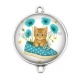 Connecteur Cabochon Argent - chat chaussure