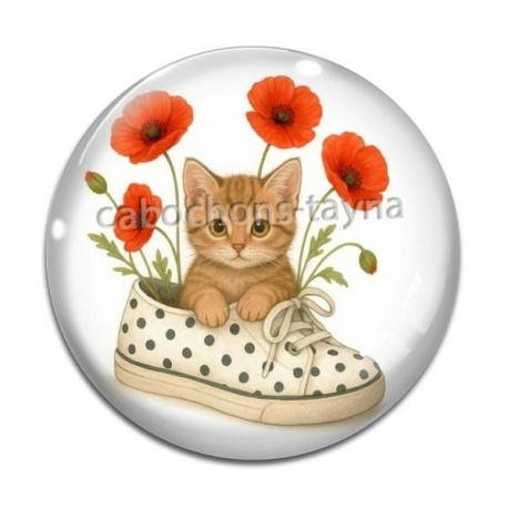 Cabochon Verre - chat chaussure