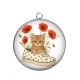Pendentif Cabochon Argent - chat chaussure