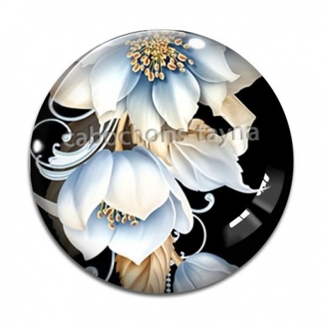 Cabochon Verre - fleur exotique
