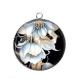 Pendentif Cabochon Argent - fleur exotique