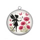 Pendentif Cabochon Argent - fée coquelicot