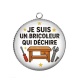 Pendentif Cabochon Argent - je suis un bricoleur qui déchire