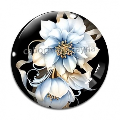 Cabochon Verre - fleur exotique