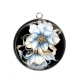 Pendentif Cabochon Argent - fleur exotique