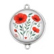 Connecteur Cabochon Argent - coquelicot