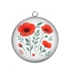Pendentif Cabochon Argent - coquelicot