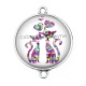 Connecteur Cabochon Argent - chat puzzle