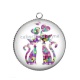 Pendentif Cabochon Argent - chat puzzle