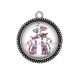 Pendentif Cabochon Argent - chat puzzle