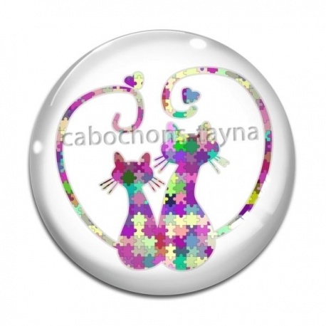 Cabochon Verre - chat puzzle