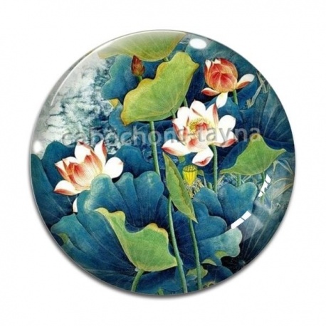 Cabochon Verre - fleur exotique