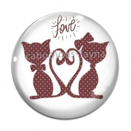 Cabochon Verre - chat love