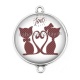 Connecteur Cabochon Argent - chat love