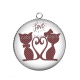 Pendentif Cabochon Argent - chat love