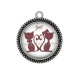 Pendentif Cabochon Argent - chat love