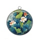 Pendentif Cabochon Argent - fleur exotique