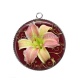 Pendentif Cabochon Argent - fleur exotique