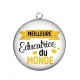 Pendentif Cabochon Argent - meilleure éducatrice du monde