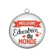 Pendentif Cabochon Argent - meilleure éducatrice du monde