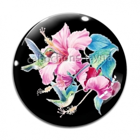 Cabochon Verre - fleur exotique