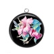Pendentif Cabochon Argent - fleur exotique