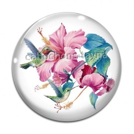 Cabochon Verre - fleur exotique