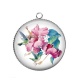 Pendentif Cabochon Argent - fleur exotique