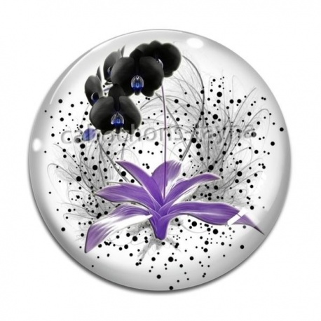 Cabochon Verre - fleur exotique
